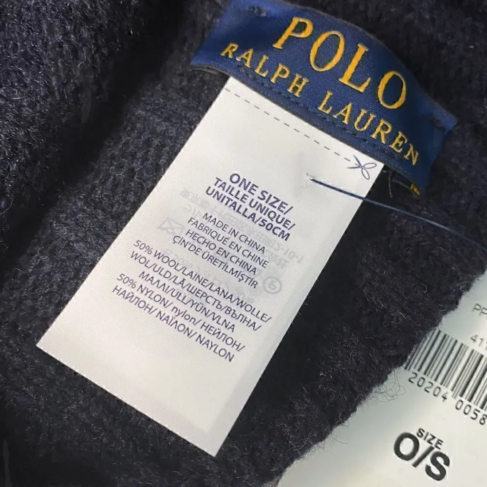 Polo Ralph Lauren Mens Signature Wool Cuffed Beanie Blue Red One Size (b) New
